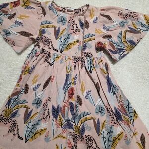 deux par deux Pink Floral & Jungle Print 100% Cotton Dress